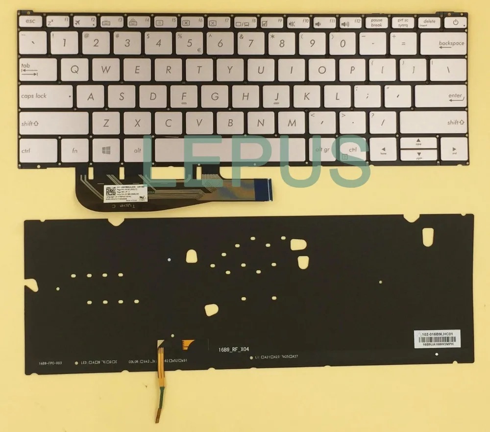 

UI US English layout backlight keybord for ASUS ZENBOOK 3 UX390 UX390UA keyboard with backlit gray color