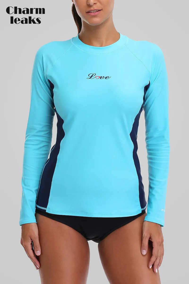 Nassau Sports Women's Long-Sleeve Zipper Front Rash Guard Swim Surf Top 