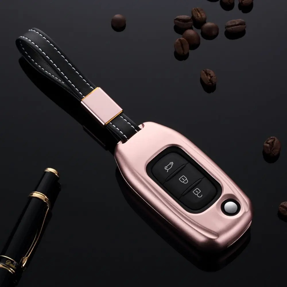 

ATOBABI Hollow Aluminum Alloy Car Flip Key Case Remote Cover Shell For Renault Koleos Kadjar 3 Buttons Folding Keys Car Styling