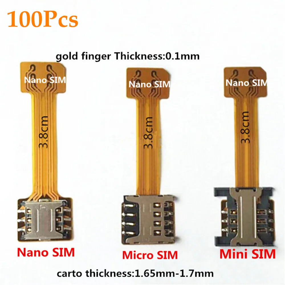 100 шт. гибридный двойной сим-карты Micro SD TF адаптер для Xiaomi Samsung Huawei Double 2 Nano Mini SIM Слот