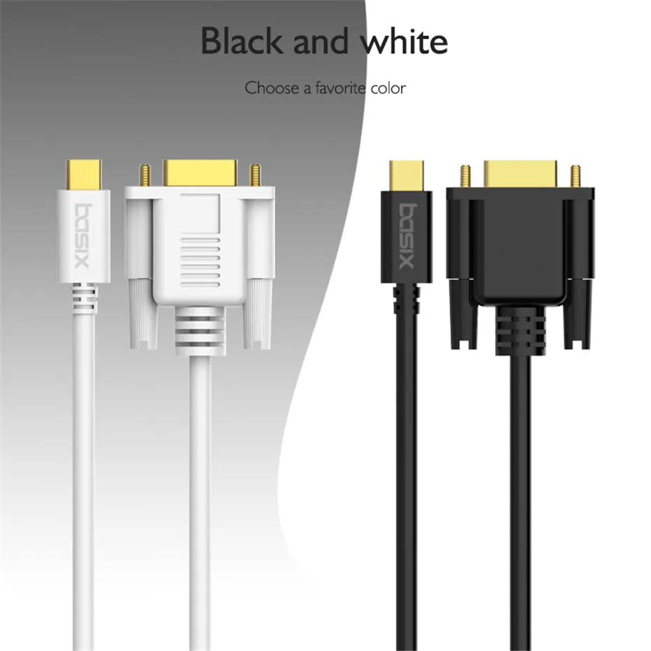 Basix кабель-Переходник USB C на VGA кабель 1080 P Тип C To VGA конвертер Кабель-адаптер для ноутбука UHD внешний видеопроектор 1,8 м N110