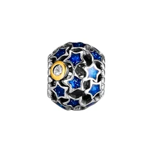 Подходит Пандора шармы браслеты ночное небо ажурные бусины с 14 к настоящее золото 925 стерлингового серебра ювелирные изделия