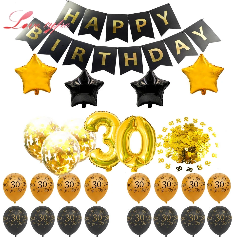 

Gold Happy Birthday 30 40 50 60 Anniversary Party Inflatable Helium Balloon Confetti Ball Decoration Birthday Party Supplies