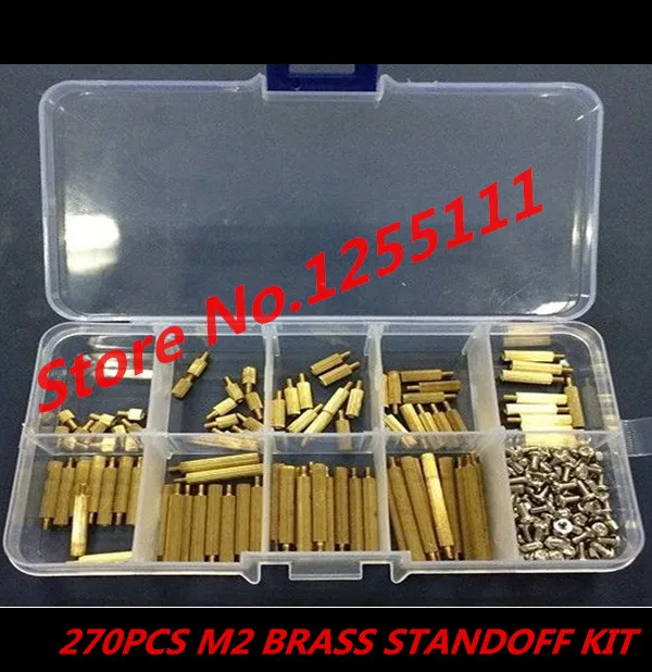 270 pcs/set M2 Brass Standoffs Nut Screws Assortment Kit PCB standoff Set Boxbox boxbox setpcs