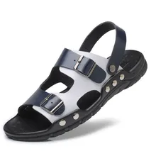 Для мужчин модные сандалии летние Мужские тапочки кожаная обувь пляжные сандалии Повседневные Дышащие Мужская обувь Шлепанцы Zapatos Size38-47