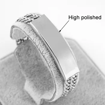 

Mens Jewelry Blank Tube Cable Cuban Bracelets for ID Print Stainless Steel Original Bracelets Wholesale 50pcs