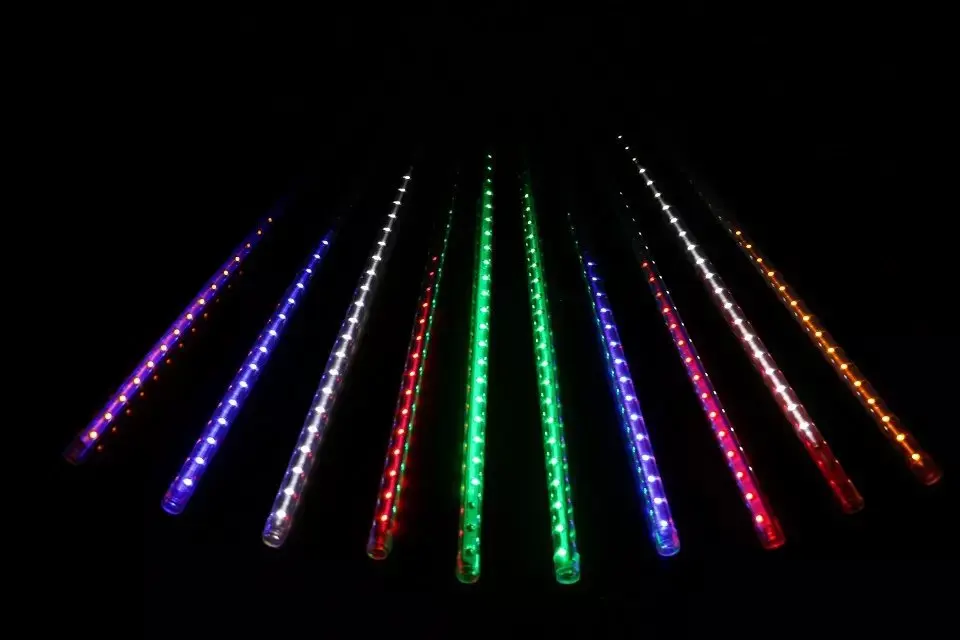50 см длинные 5050 SMD 48 светодиодов/трубка; Цвет RGB Снег осень Метеор светодиодные трубки; 12 мм диаметр; 10 шт./компл.; AC90-260V вход