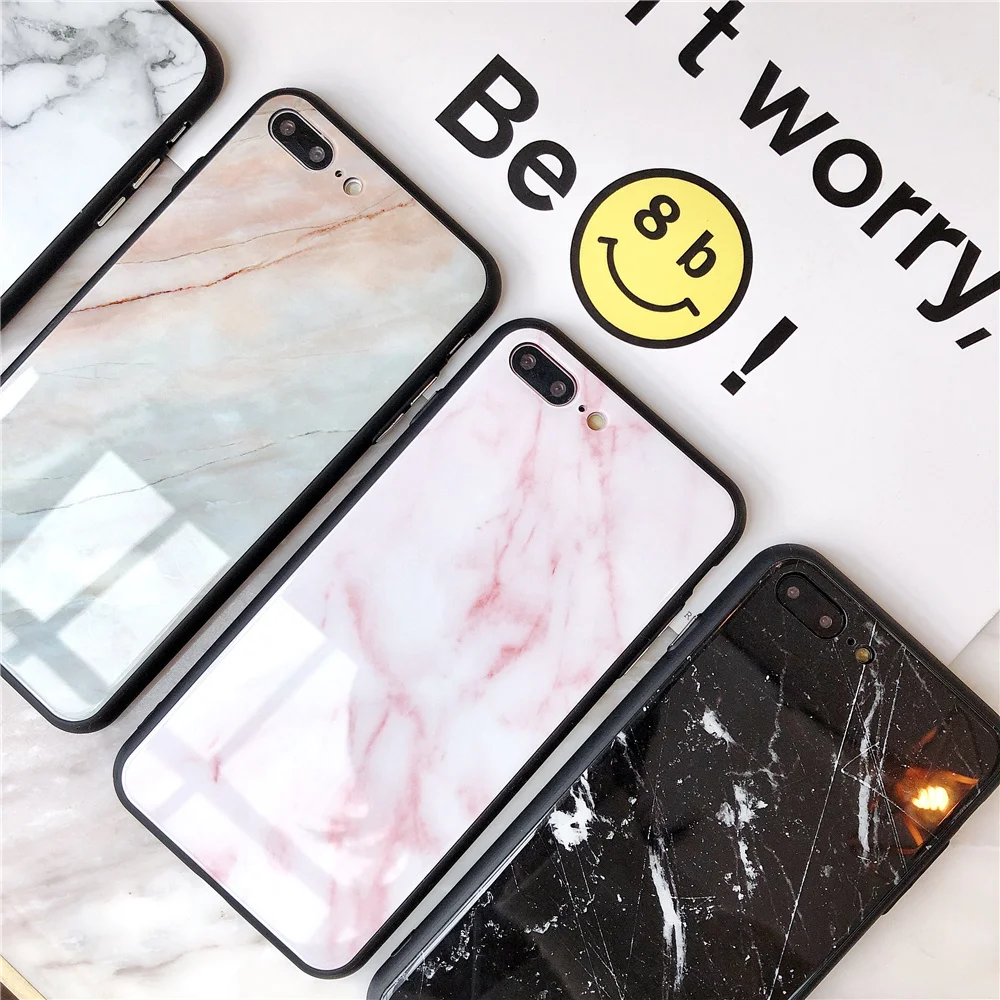 100 шт для iPhone Xs Max мраморная задняя крышка из закаленного стекла для iPhone Xs Xr X 7 8 6 Чехол с мягкой силиконовой ТПУ рамкой Funda