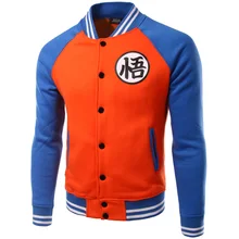 Марка Dragon Ball Бейсбол Куртка Мужчины 2016 Мужская Аниме Comic Косплей Varsity Куртки Осень Флисовая Куртка Весте Homme Xxl