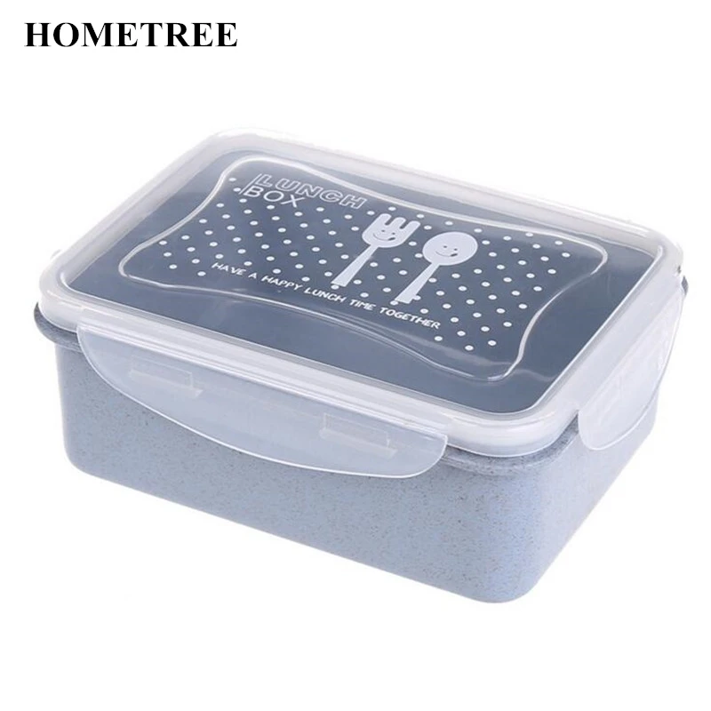 HOMETREE 1 шт. пшеничная соломенная коробка для ланча герметичная посуда Bento коробка для хранения Студенческая портативная коробка для хранения еды H604