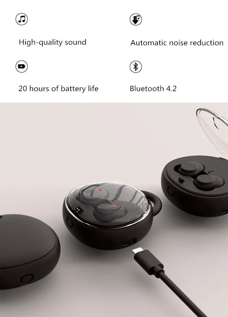 GONOKER Bluetooth наушники, Маленький Дьявол мини Модные беспроводные наушники стерео-наушники с защитой от пота и чехол для зарядки