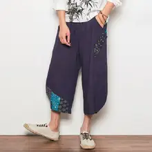 M-5XL! Летние мужской китайском стиле повседневные штаны мужская одежда белье лодыжки Длина Свободные штаны-шаровары