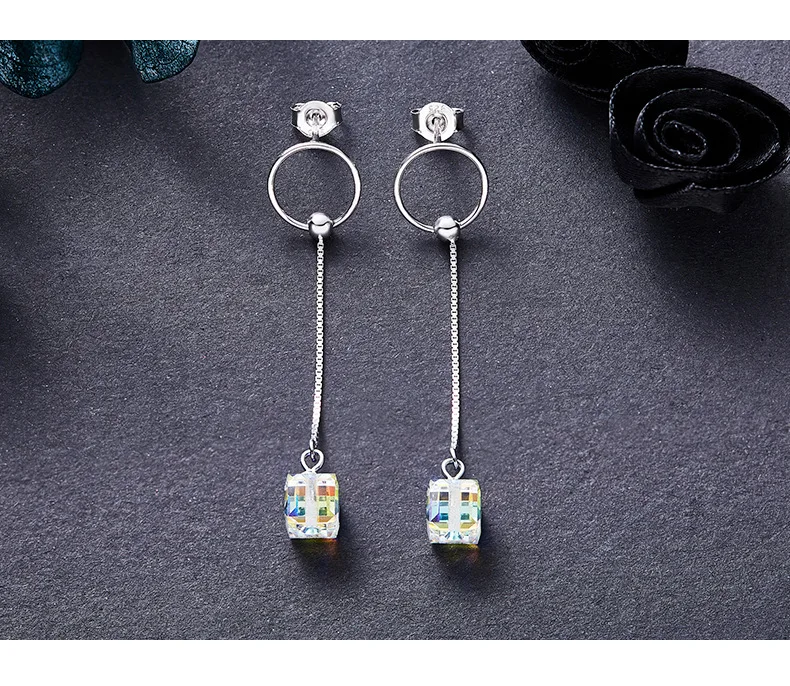 Серьги Warme Farben с кристаллами Swarovski для женщин, S925 Серебряные квадратные кубические Кристальные серьги в Корейском стиле Simpl