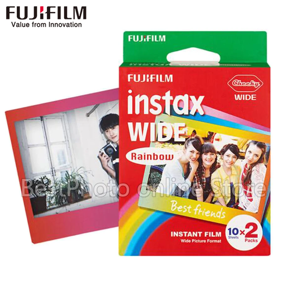 20/10 листов Fujifilm Fuji Instax Wide Film Плёнки радужной расцветки для цифровой фотокамеры Fuji Фотоаппарат моментальной печати 300/200/210/100/500AF polaroid фотобумага