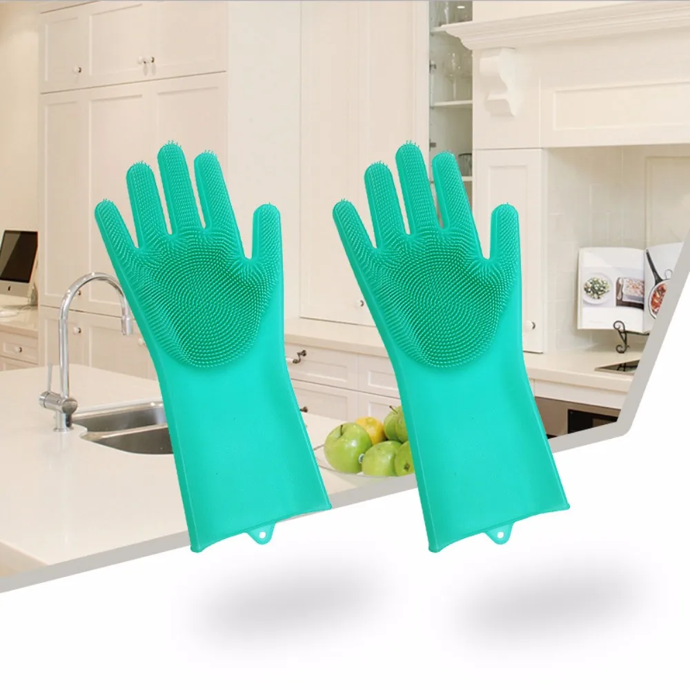 A Pair/1PC Magic Silicone Scrubber Rubber Cleaning Gloves Dusting,Dish