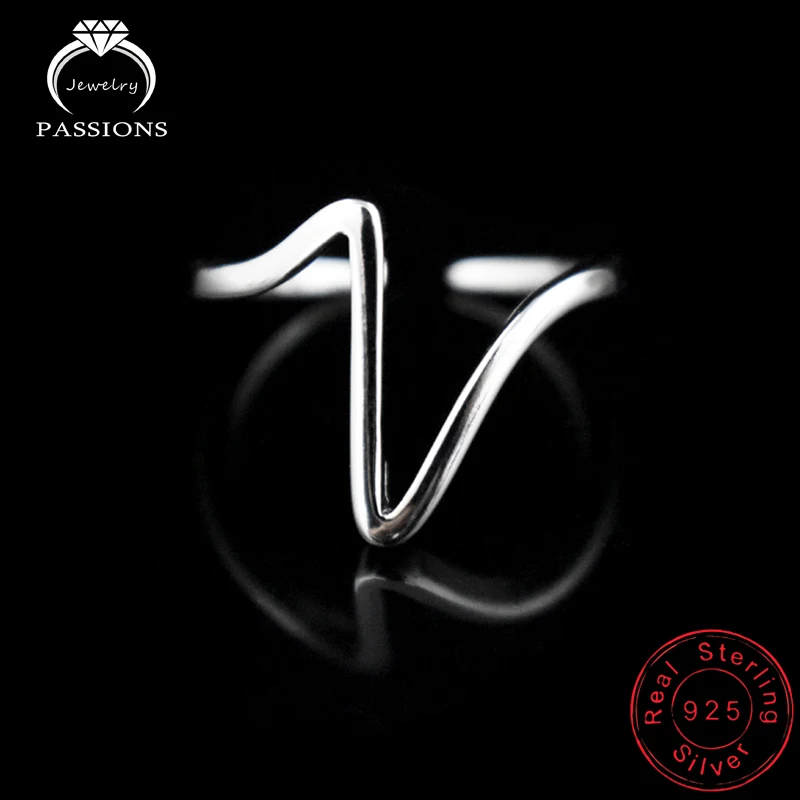 

New Fashion Personality Simple Silver Plate Rings Open Wide Adjustable Finger Ring Curve CZ Rings For Women's Gift Jewelry
