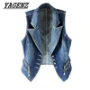 Spring Sleeveless Women Denim Vests Plus size 4XL Fashion Casual Tops suit collar Female Waistcoats Denim Short Jackets Female ► Photo 1/5