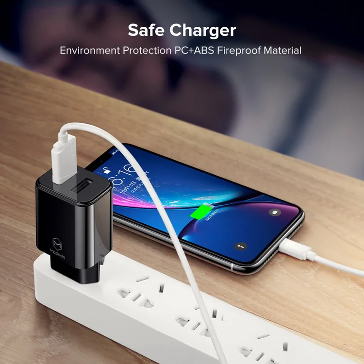 MCDODO سريع 2.4A USB السفر جدار تهمة الاتحاد الأوروبي التوصيل الهاتف المحمول محول الشحن ل فون Xiaomi سامسونج هواوي واحد زائد شاحن