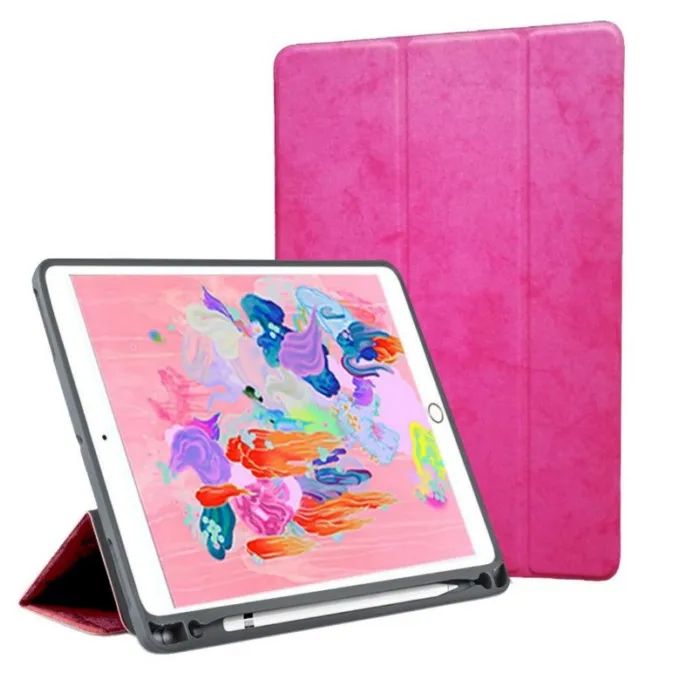 Для нового iPad 9,7 дюймов Чехол-карандаш, мягкий силиконовый чехол-подставка для iPad air 1 air 2 5 6 - Цвет: rose red