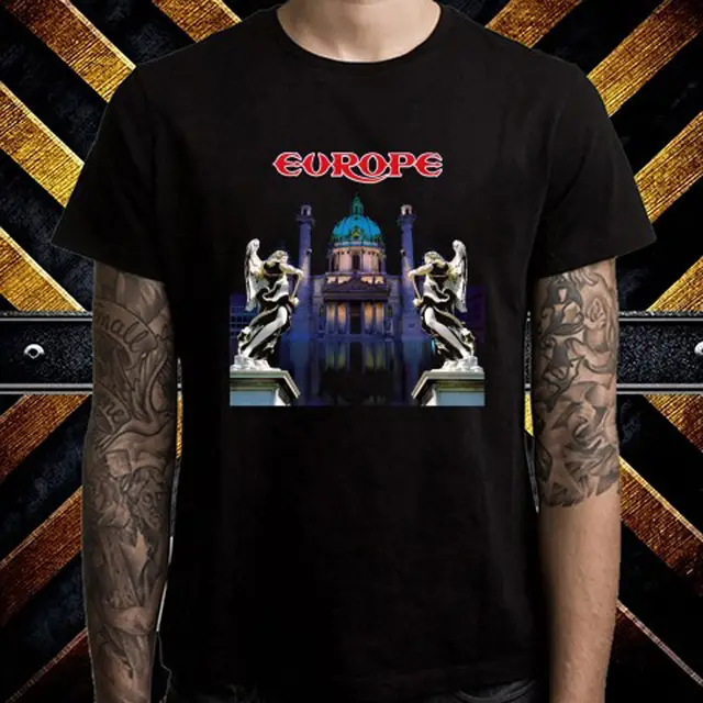 Europe Europe Album Cover Rock Band Legend Men's Black T Shirt Size S
