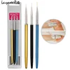 3pcs/Set Nail Art Brush Alloy Handle Import Nylon Hair Nail Art Liner UV Gel Painting Drawing Design Pen Tool 1
