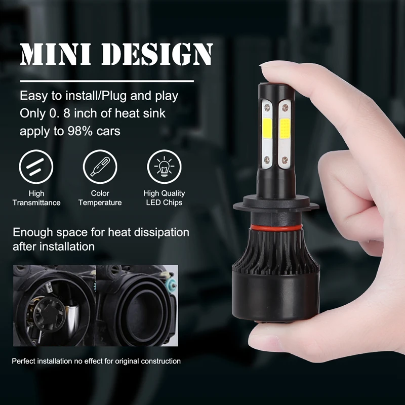 

katur 11000LM H4 H7 LED Bulbs Headlights Kit H8 H9 H11 H16 9005 HB3 9006 HB4 6000k White Fog Running lights 12V LED Lamp