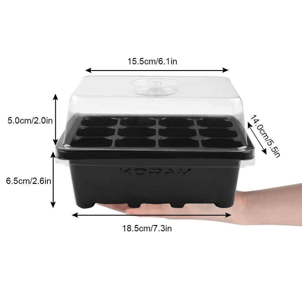KORAM 10 Набор 12 ячеек поднос для семян горшок для рассады садовый ящик для выращивания рассады стартовый набор для прорастания с купольными растительными бирками ручной инструмент