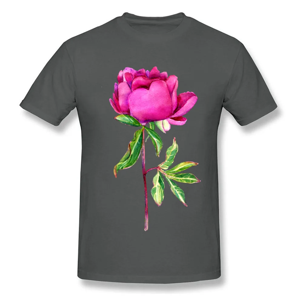 Delicate watercolor pink peony Tops Shirt Mother Day Crew Neck Cotton Fabric Male Top T-shirts Crazy Clothing Shirt High Quality Delicate watercolor pink peony carbon