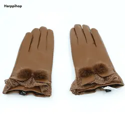 Harppihop модные Пояса из натуральной кожи Прихватки для мангала для Для женщин короткие зимние теплые перчатки Одежда высшего качества
