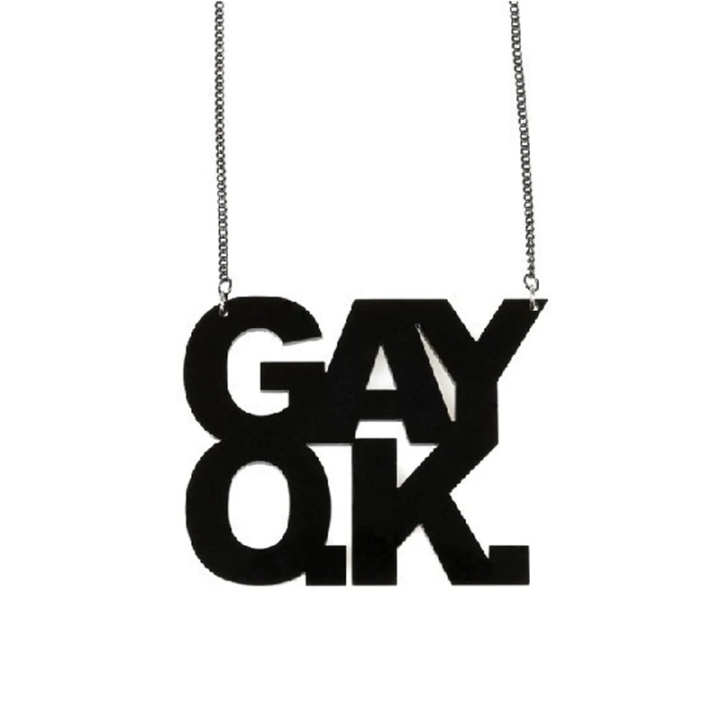 GAY O,K, LGBT Sexual Signal Hiphop Pendant Necklace Capital Letter
