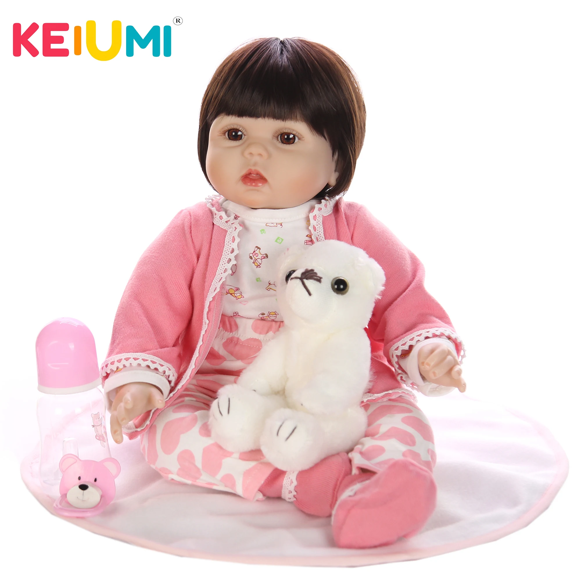 

KEIUMI 22'' 55 cm Baby Reborn Girl Doll Soft Silicone Cloth Body Realistic Baby Toy Toddler Birthday Xmas Gifts Bedtime Playmate