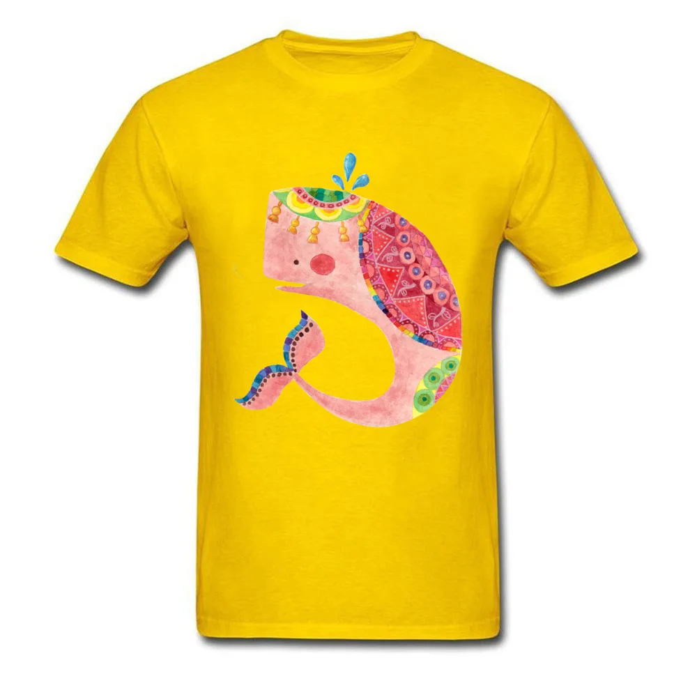 O Neck The Pink Whale All Cotton Youth Top T-shirts Custom Short Sleeve Tops & Tees 2017 Hot Sale Cool Tee-Shirt The Pink Whale yellow