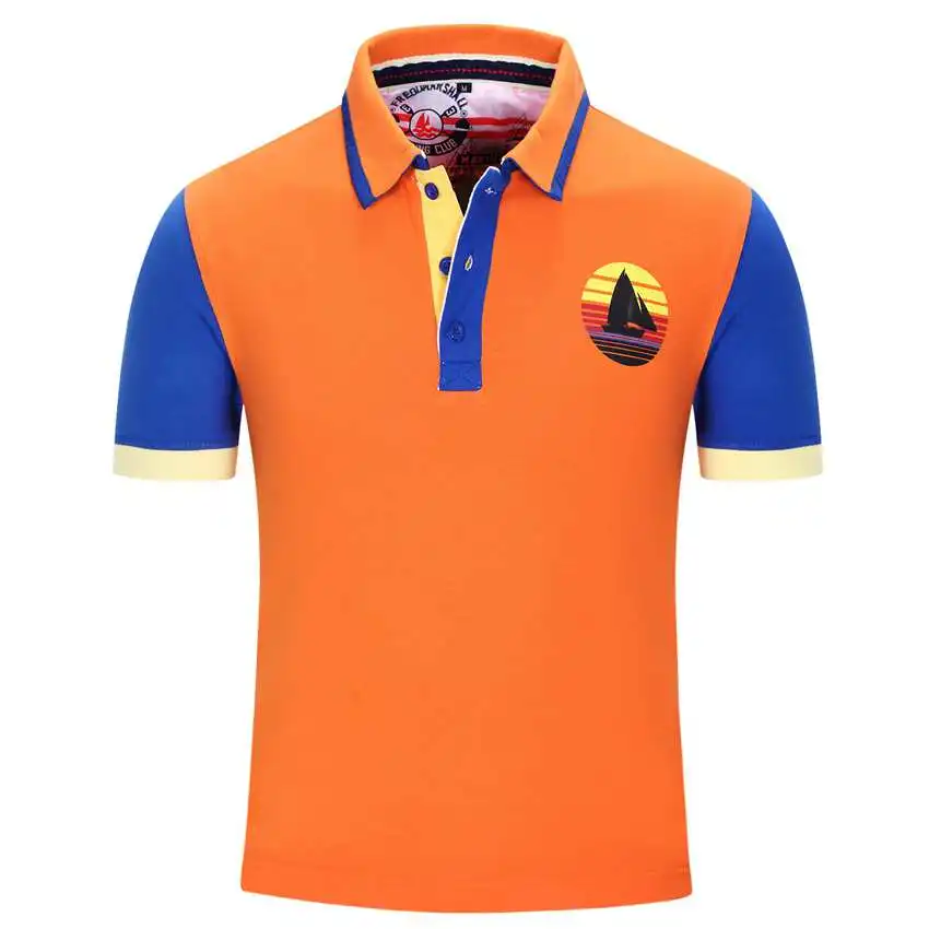 Casual Men Shirt Brand Design Polo orange blue Big Size Polos Shirts ...