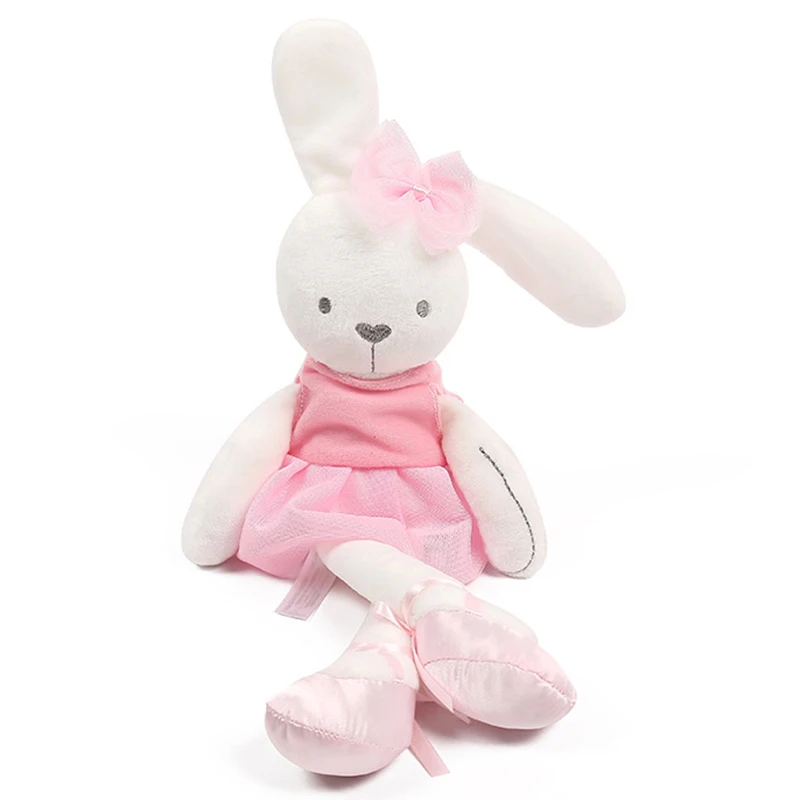 Мягкий плюшевый кролик чучело игрушки розовое платье кролик детская кровать подушки игрушки 40 см - Цвет: Розовый
