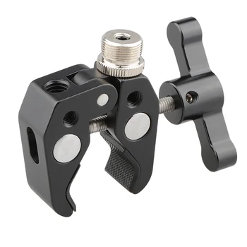 

CAMVATE Super Clamp Crab Pliers Clip with 1/4" to 5/8" Convertion Screw (Black T-handle) C1672