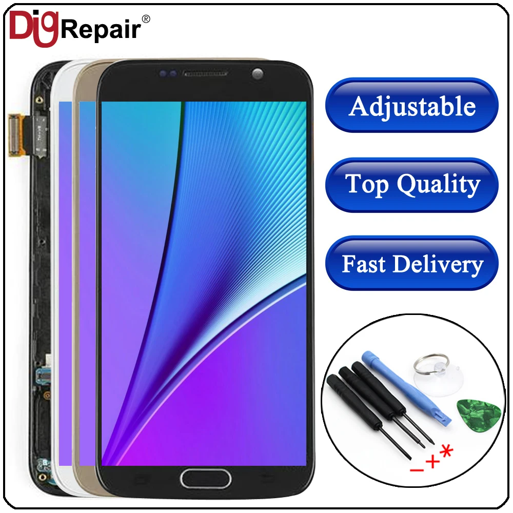 

g920 lcd For SAMSUNG GALAXY S6 LCD G920 G920F LCD Display Touch Screen Digitizer Replacement with Frame For Samsung S6 Display