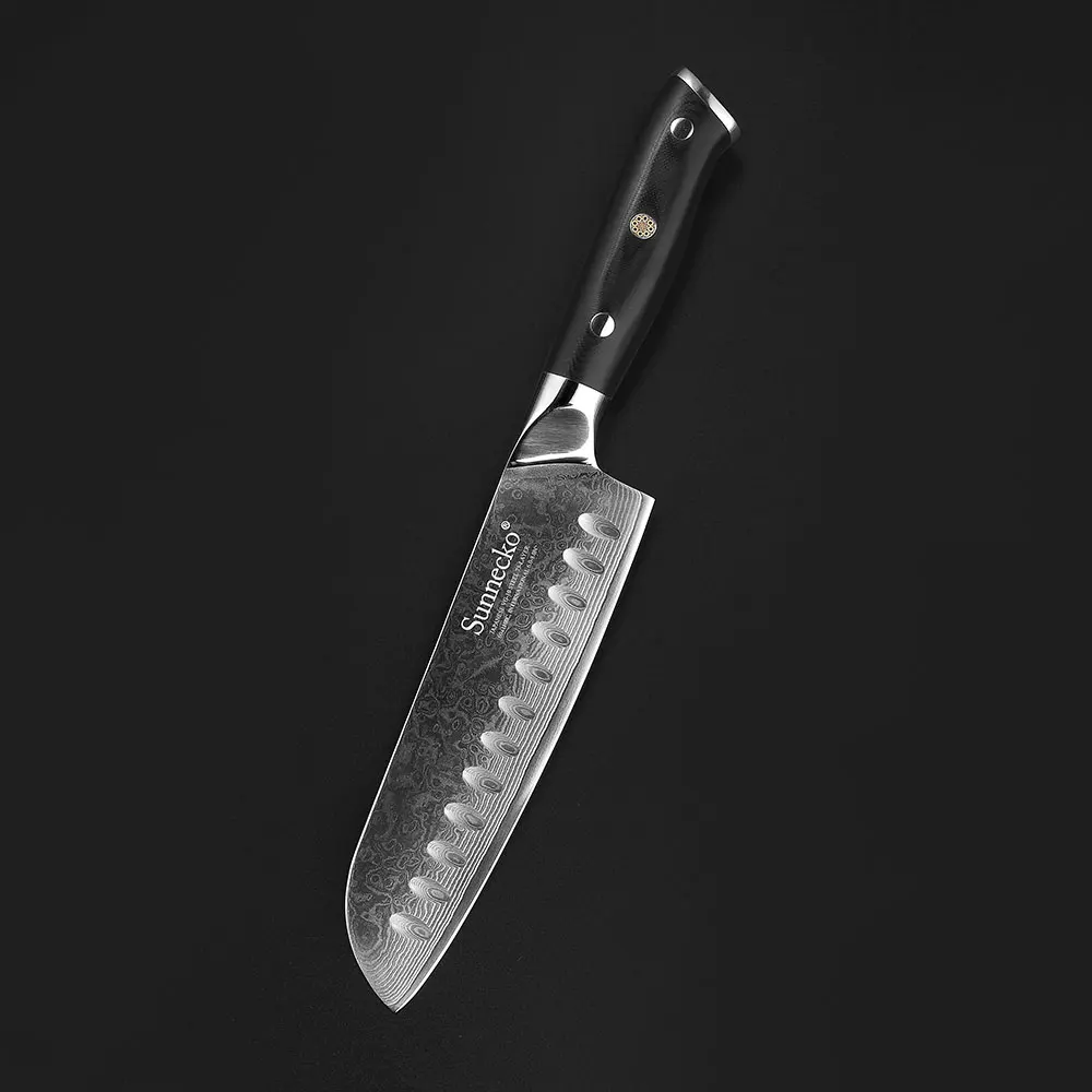 SUNNECKO 7 шт. Кухня Ножи набор шеф-повар хлеб Santoku нож для очистки овощей Ножи 73-Слои Дамаск VG10 Сталь Sharp Балде режущие инструменты