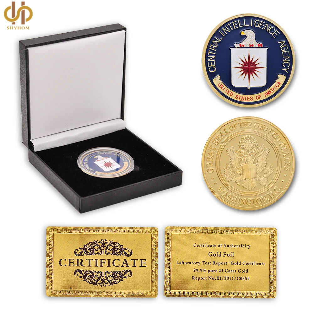 

USA CIA Military Central Intelligence Agency Coin American Gold Challenge Coin Collectibles With Luxury Box Protection