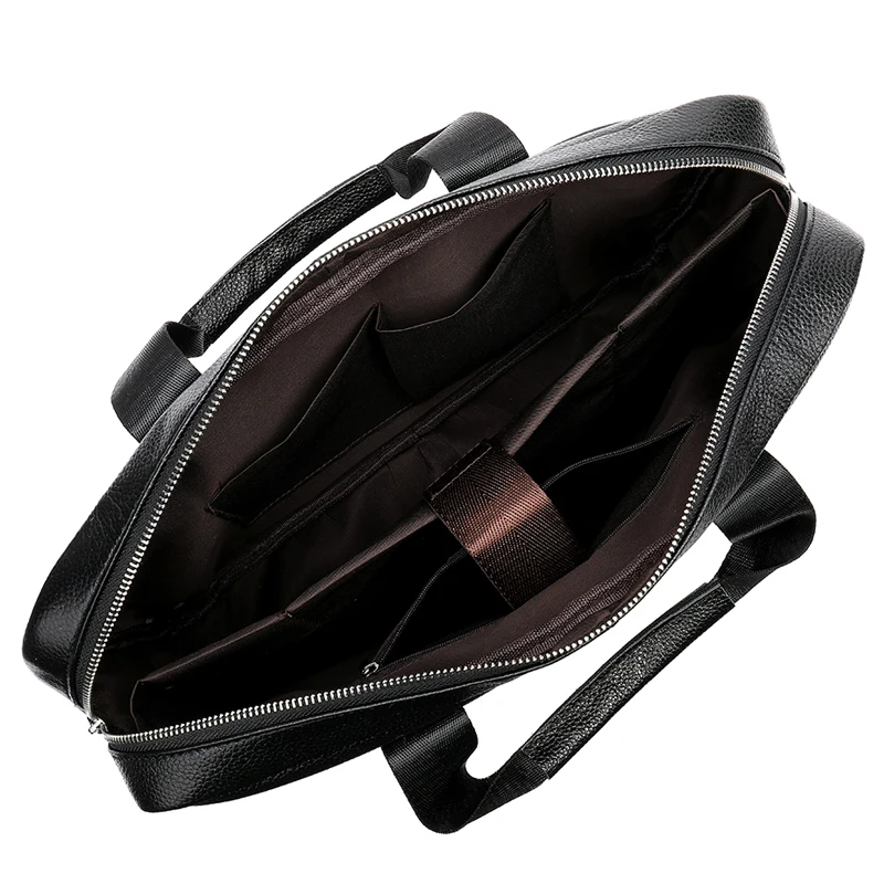 Мужской портфель из натуральной кожи 14 дюймов, большая сумка для ноутбука из натуральной кожи, деловая сумка из коровьей кожи, двухслойная сумка-мессенджер