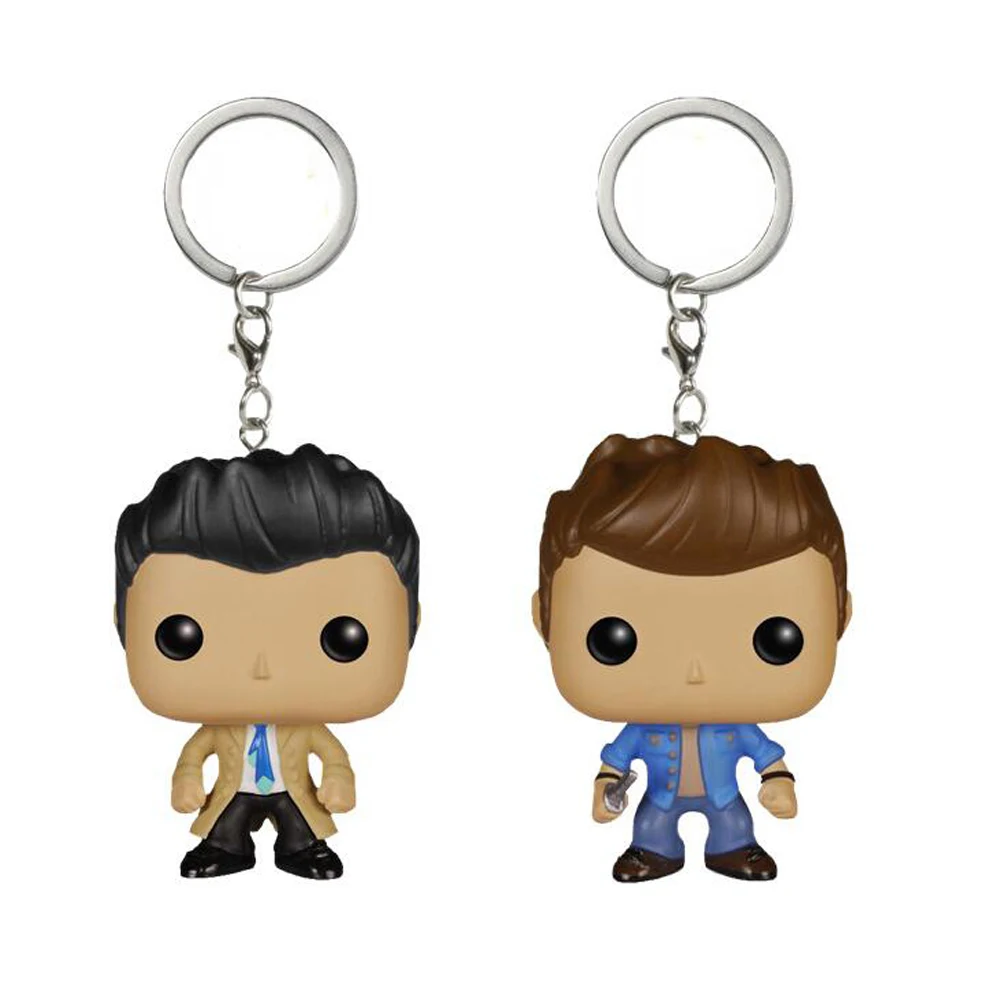 

Supernatural Character Dean & Castiel KEYCHAIN Figure Collection Key Chain Toys with retail box