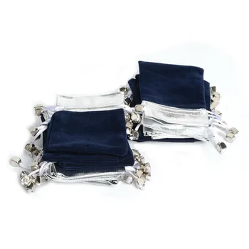 

New 50Pcs 6.5*8Cm Silver Color Top Velvet Pouch Jewelry Gift Bags, Wedding Promotion Xmas Birthday Annual Party Bags