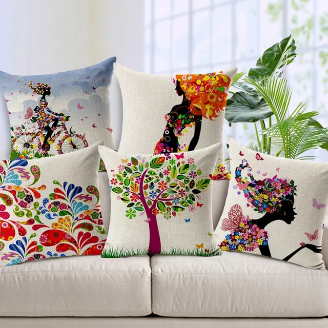 Vintage Cushion Cover Luxury Fl Decorative Pillows Couch Home Vintage Cushion Cover Luxury Fl Decorative Pillows Couch Home Cotton Linen Flower Print Pillowcase Cojinesthrow Pillow