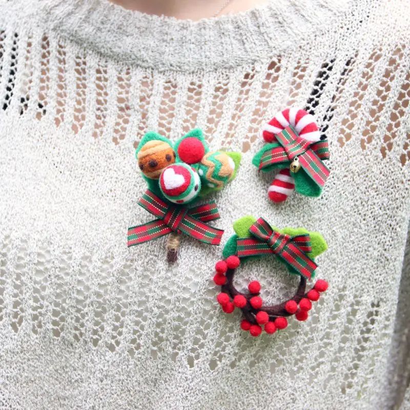 

Berry Wreath Brooch Wool Felt Craft DIY Non Finished Poked Set Handcraft Kit For Needle Material Bag Pack Lollipop Crutch W229