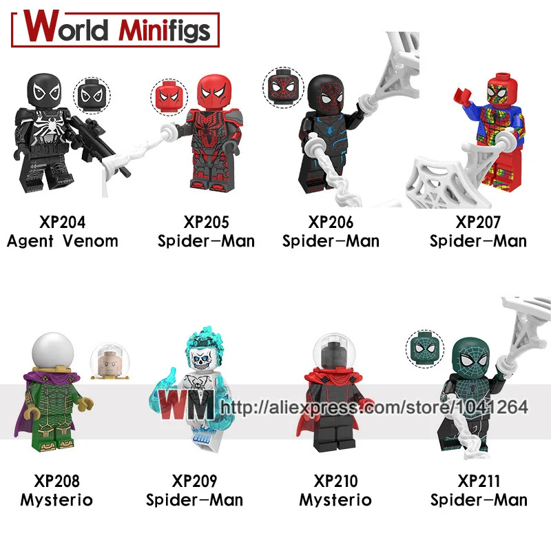 

Single KT1028 Marvel Spiderman Far From Home Agent Venom Ghost Rider Spider Man Mysterio Building Blocks Brick Toys For Children