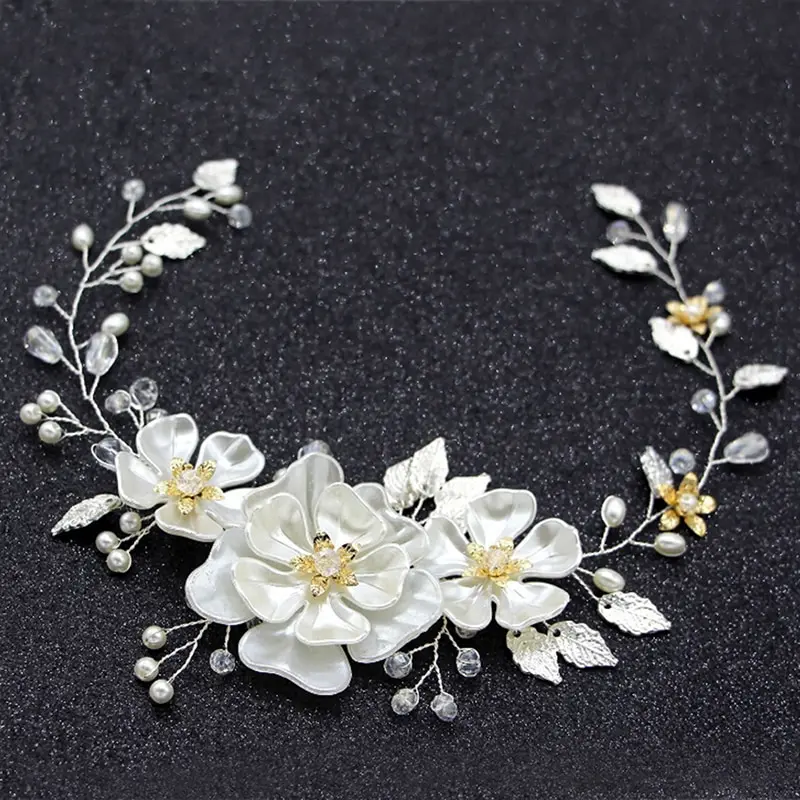 

1Pcs Hair Combs Women Girls Bridal Wedding Crystal Rhinestone Pearls Flower Hair Clips Hair Jewelry Accessories