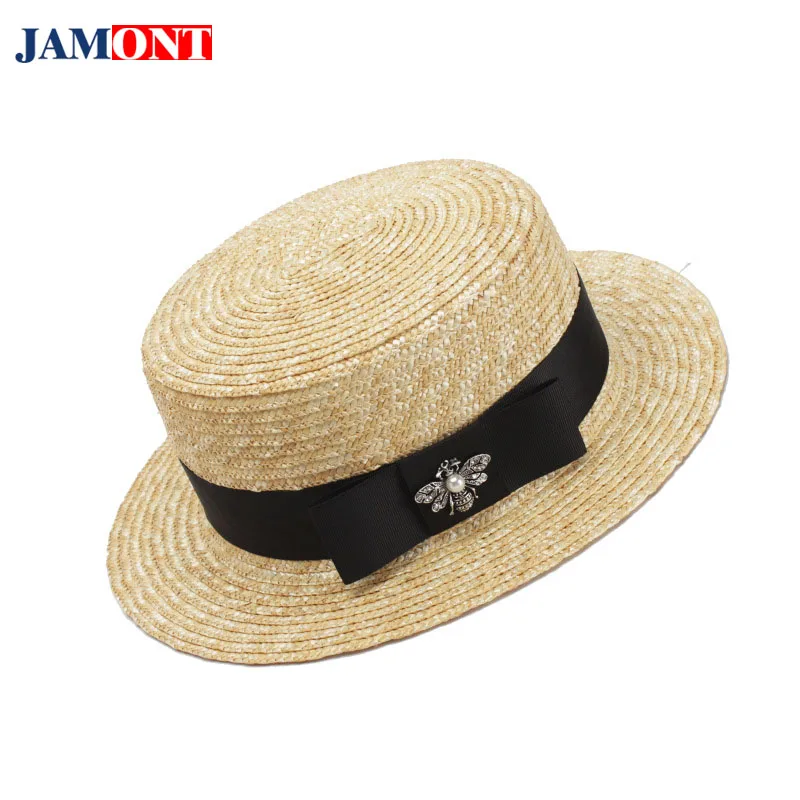 

JAMONT Sun Cap Ladies Summer Hat Beach Hat Straw Cap Wild Fashion Bee Decorative Visor Hat Sun Hats For Women