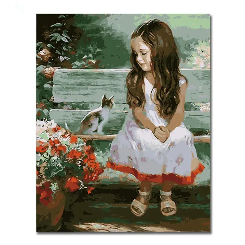 child painting 5 WEEN Angel Girl DIY картина по номерам Холст Живопись Дети стены Искусство картина маслом Раскраска по номерам для домашнего декора 40x50 см - Цвет: child painting 5