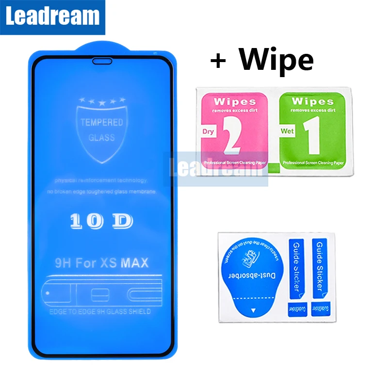 

Leadream 300pcs 10D Screen Protector Glass For iPhone 11 Pro MAX X XR Xs Max 10D Tempered Glass For iPhone 6 6S 7 8 Plus