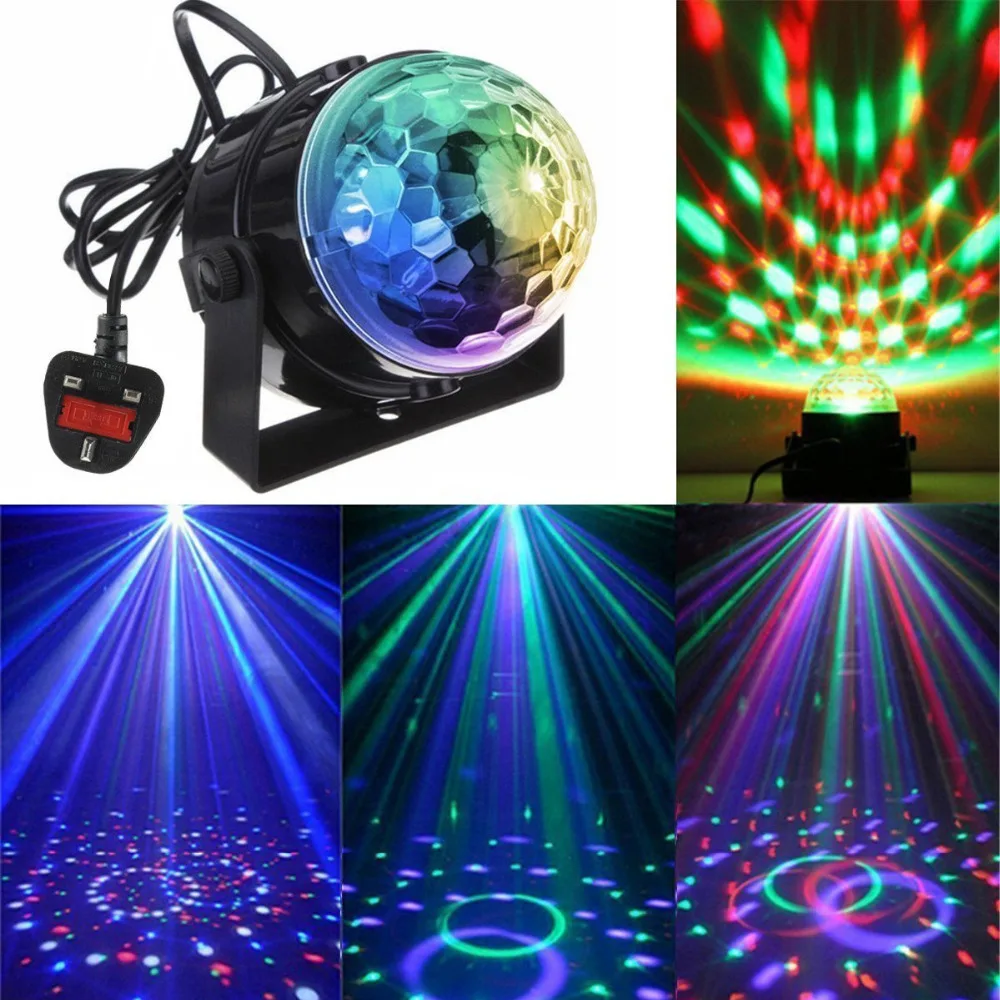 Мини дискотека DJ сценические огни 3 Вт светодиодный RGB Звук Активированный кристалл магический вращающийся шар световые эффекты для KTV рождественские вечерние свадебные шоу