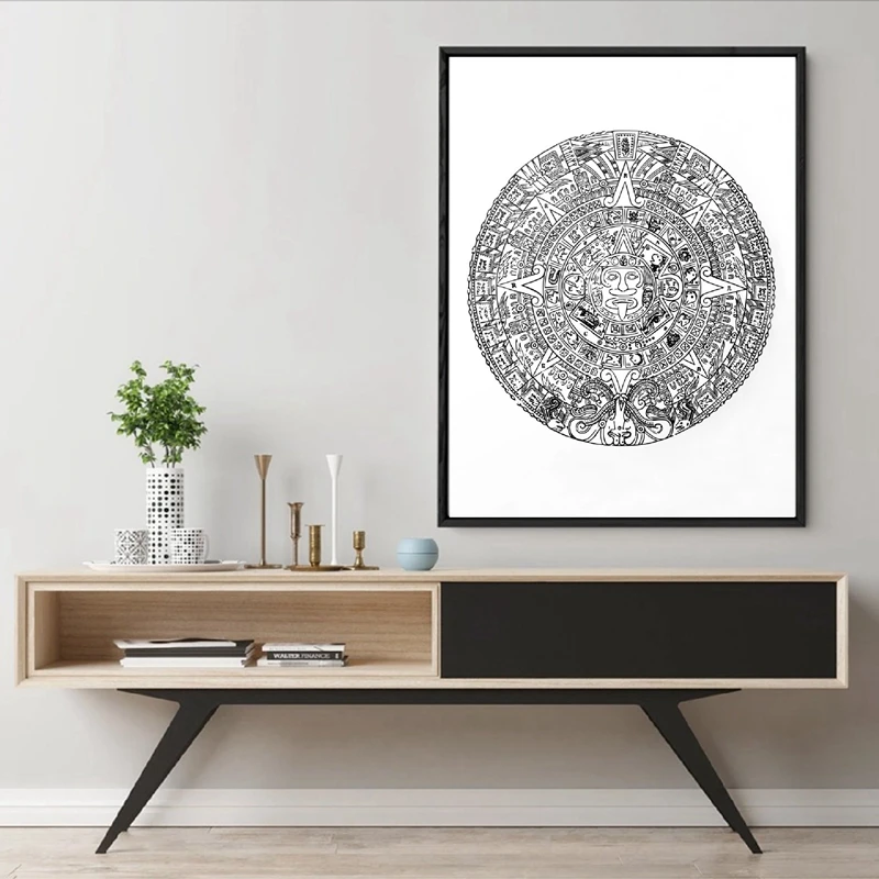 Mexican Aztec Calendar Poster Wall Picture Home Decor